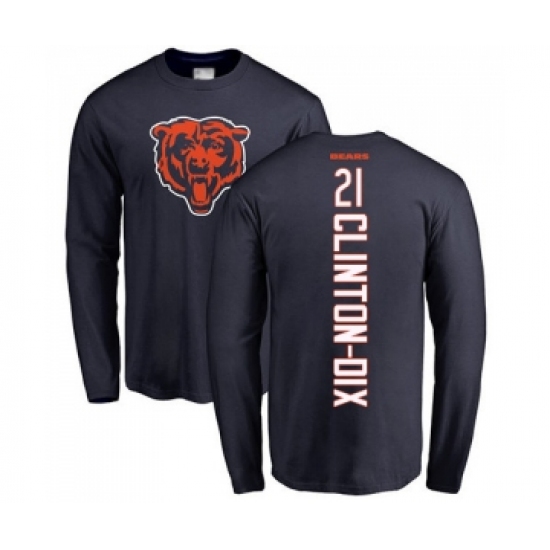 Football Chicago Bears #21 Ha Clinton-Dix Navy Blue Backer Long Sleeve T-Shirt - Ujersey