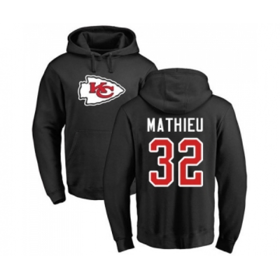Football Kansas City Chiefs #32 Tyrann Mathieu Black Name & Number Logo Pullover Hoodie - Ujersey