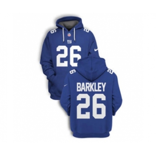 Men's New York Giants #26 Saquon Barkley 2021 Blue Pullover Football Hoodie - Ujersey