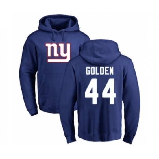 Football New York Giants #44 Markus Golden Royal Blue Name & Number Logo Pullover Hoodie - Ujersey