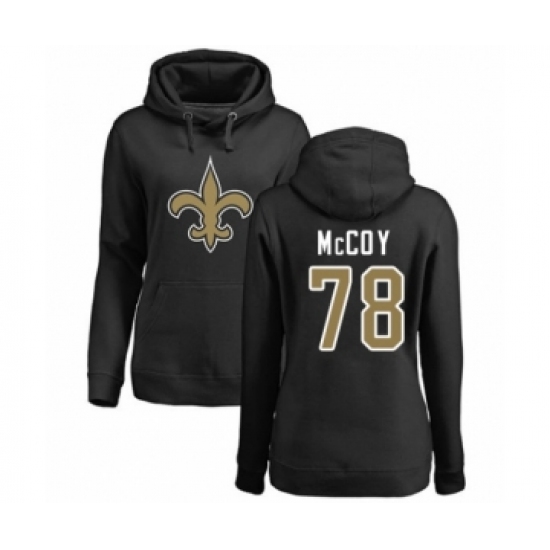 Football Women's New Orleans Saints #78 Erik McCoy Black Name & Number Logo Pullover Hoodie - Ujersey