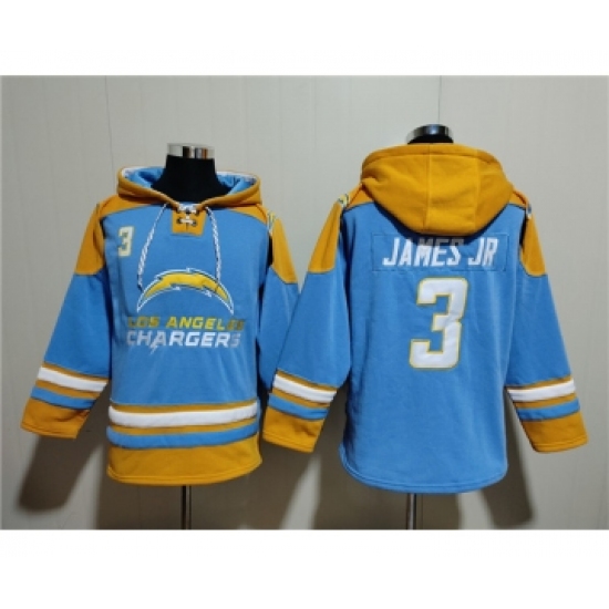 Men's Los Angeles Chargers #3 Derwin James Jr. Blue Ageless Must-Have Lace-Up Pullover Hoodie - Ujersey