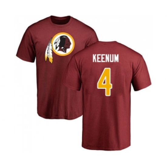 Football Washington Redskins #4 Case Keenum Maroon Name & Number Logo T-Shirt - Ujersey