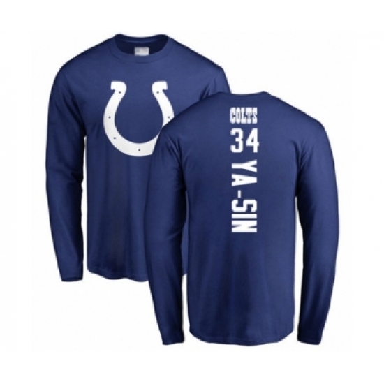 Football Indianapolis Colts #34 Rock Ya-Sin Royal Blue Backer Long Sleeve T-Shirt - Ujersey