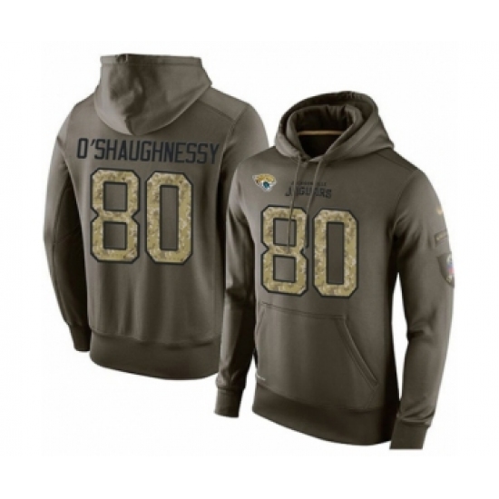 Football Men's Jacksonville Jaguars #80 James O'Shaughnessy Green Salute To Service Pullover Hoodie - Ujersey