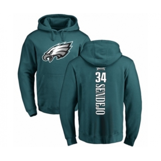 Philadelphia Eagles #34 Andrew Sendejo Green Backer Pullover Hoodie - Ujersey