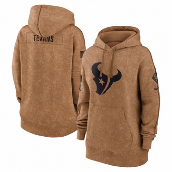 Women's Houston Texans Nike Brown 2023 Salute to Service Pullover Hoodie - Ujersey