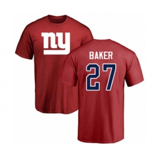 Football New York Giants #27 Deandre Baker Red Name & Number Logo T-Shirt - Ujersey