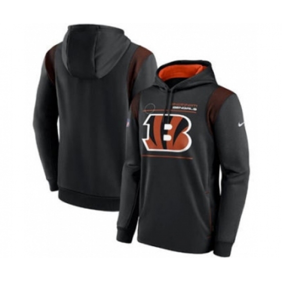 Men's Cincinnati Bengals 2021 Black Sideline Logo Performance Pullover Hoodie - Ujersey