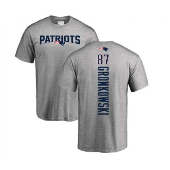 Football New England Patriots #87 Rob Gronkowski Ash Backer T-Shirt - Ujersey