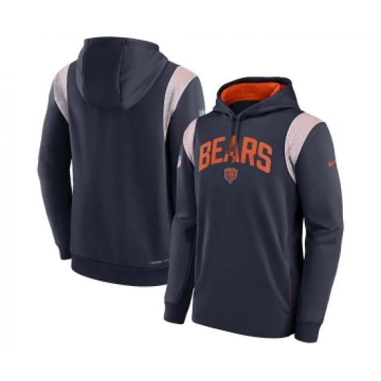 Mens Chicago Bears Navy Sideline Stack Performance Pullover Hoodie - Ujersey