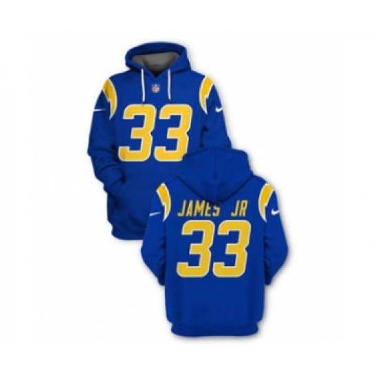 Men's Los Angeles Chargers #33 Derwin James JR 2021 Royal Pullover Football Hoodie - Ujersey