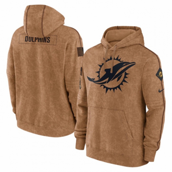Men's Miami Dolphins Nike Brown 2023 Salute To Service Club Pullover Hoodie - Ujersey
