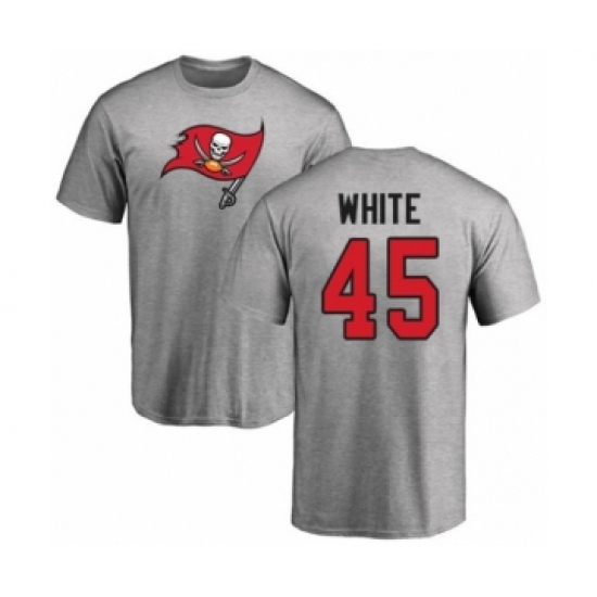 Football Tampa Bay Buccaneers #45 Devin White Ash Name & Number Logo T-Shirt - Ujersey