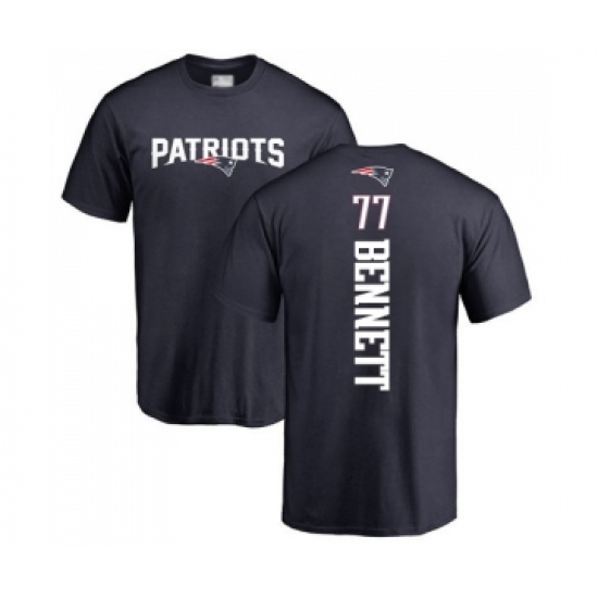 Football New England Patriots #77 Michael Bennett Navy Blue Backer T-Shirt - Ujersey