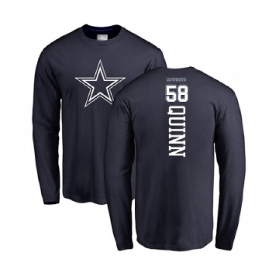 Football Dallas Cowboys #58 Robert Quinn Navy Blue Backer Long Sleeve T-Shirt - Ujersey