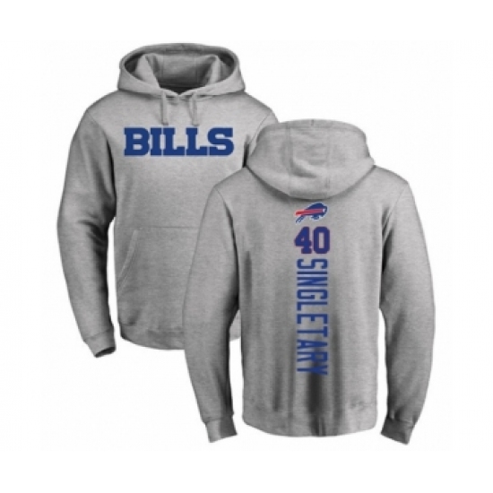 Football Buffalo Bills #40 Devin Singletary Ash Backer Pullover Hoodie - Ujersey