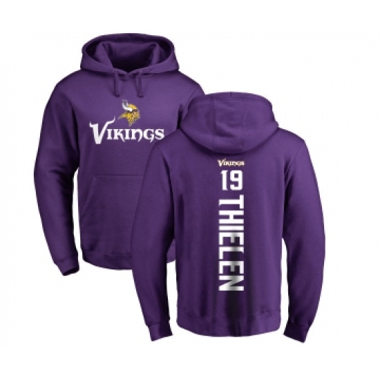 Football Minnesota Vikings #19 Adam Thielen Purple Backer Pullover Hoodie - Ujersey