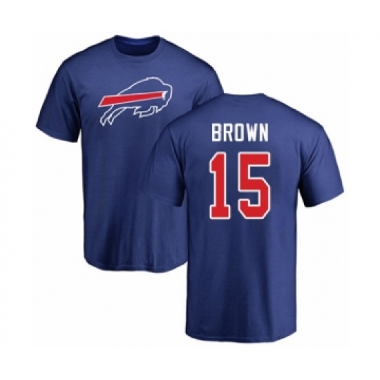 Football Buffalo Bills #15 John Brown Royal Blue Name & Number Logo T-Shirt - Ujersey