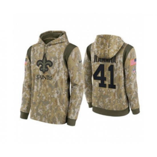 Men's New Orleans Saints #41 Alvin Kamara Camo 2021 Salute To Service Therma Performance Pullover Football Hoodie - Ujersey