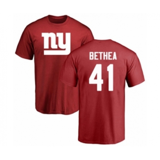 Football New York Giants #41 Antoine Bethea Red Name & Number Logo T-Shirt - Ujersey