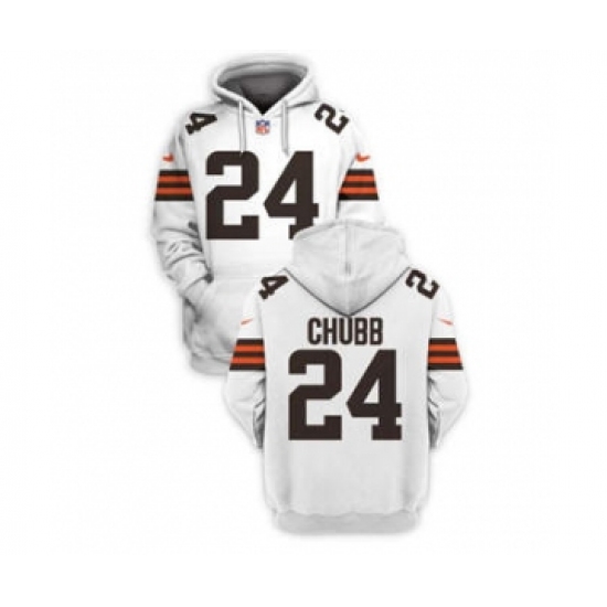 Men's Cleveland Browns #24 Nick Chubb 2021 White Pullover Football Hoodie - Ujersey