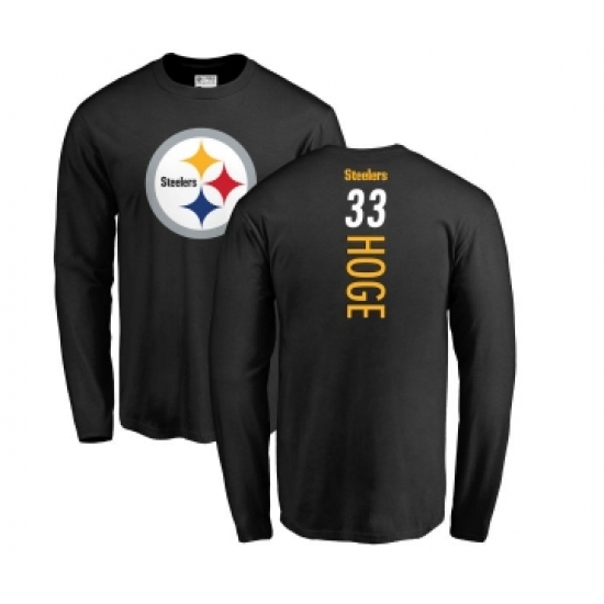 Football Pittsburgh Steelers #33 Merril Hoge Black Backer Long Sleeve T-Shirt - Ujersey
