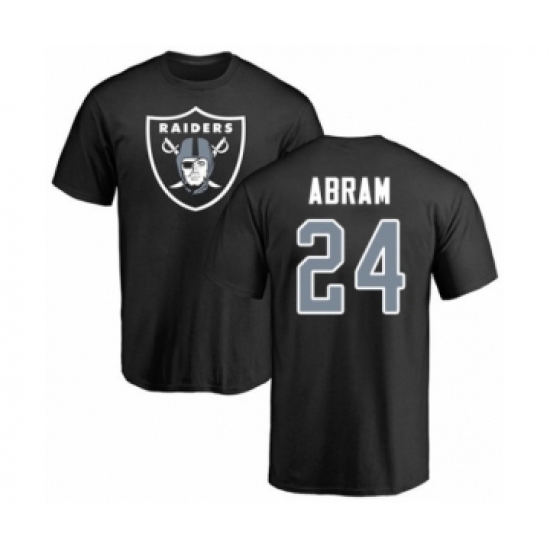 Football Oakland Raiders #24 Johnathan Abram Black Name & Number Logo T-Shirt - Ujersey