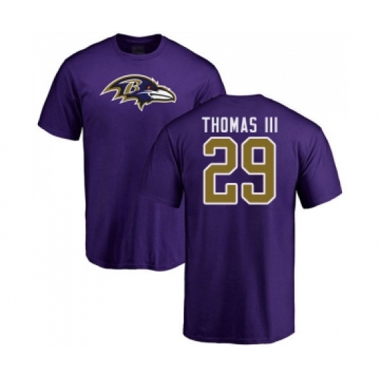 Football Baltimore Ravens #29 Earl Thomas III Purple Name & Number Logo T-Shirt - Ujersey