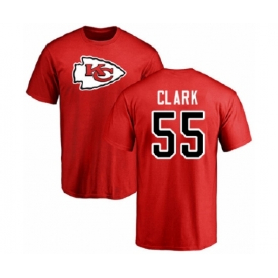 Football Kansas City Chiefs #55 Frank Clark Red Name & Number Logo T-Shirt - Ujersey