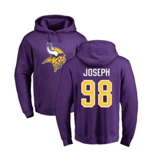 Football Minnesota Vikings #98 Linval Joseph Purple Name & Number Logo Pullover Hoodie - Ujersey