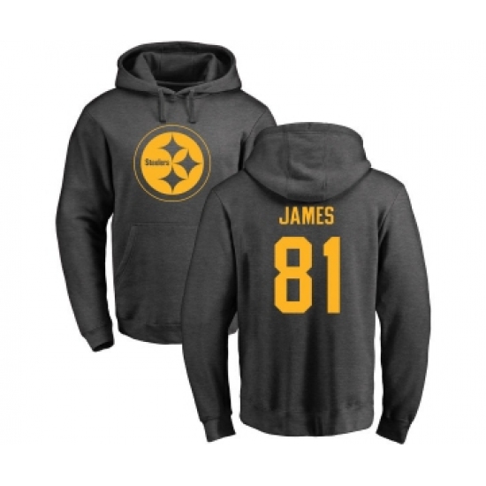 Football Pittsburgh Steelers #81 Jesse James Ash One Color Pullover Hoodie - Ujersey
