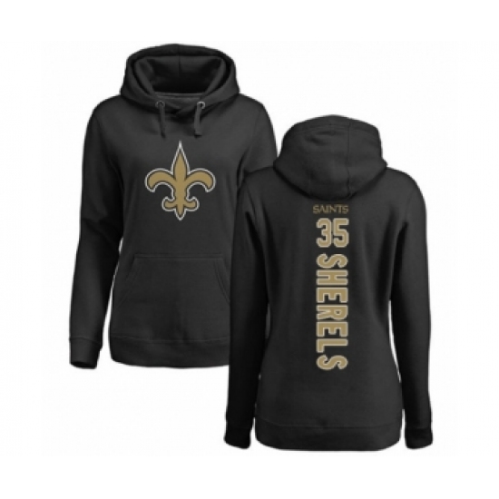 Football Women's New Orleans Saints #35 Marcus Sherels Black Backer Pullover Hoodie - Ujersey