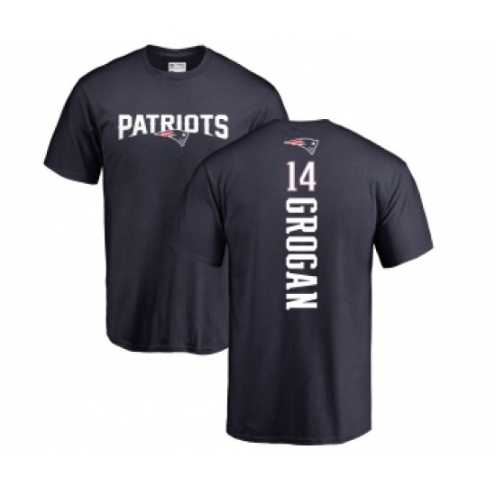 Football New England Patriots #14 Steve Grogan Navy Blue Backer T-Shirt - Ujersey