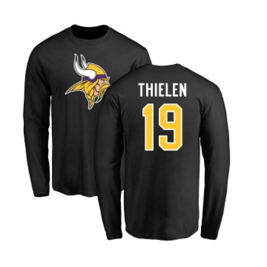 Football Minnesota Vikings #19 Adam Thielen Black Name & Number Logo Long Sleeve T-Shirt - Ujersey
