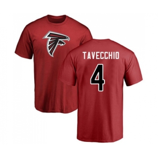 Football Atlanta Falcons #4 Giorgio Tavecchio Red Name & Number Logo T-Shirt - Ujersey