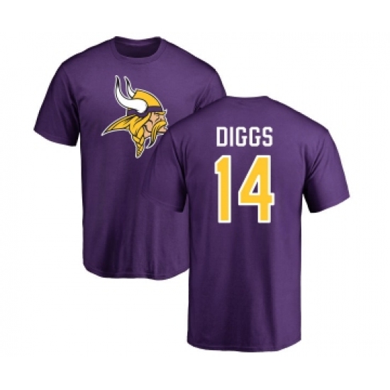 Football Minnesota Vikings #14 Stefon Diggs Purple Name & Number Logo T-Shirt - Ujersey
