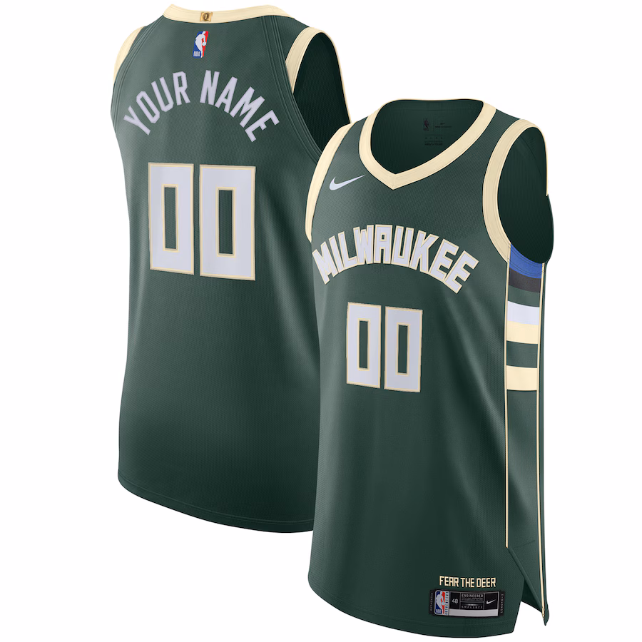 Men's Milwaukee Bucks Nike Green Authentic Custom Jersey - Icon Edition - Ujersey
