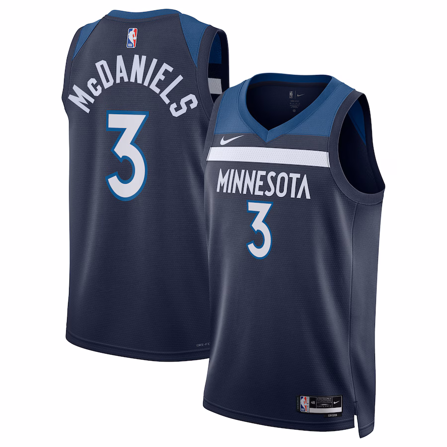 Unisex Minnesota Timberwolves Jaden McDaniels Nike Navy Swingman Jersey - Icon Edition - Ujersey