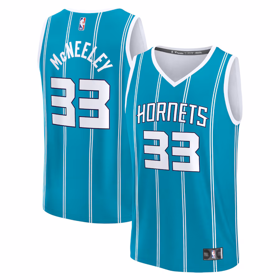 Men's Charlotte Hornets Liam McNeeley Fanatics Teal Fast Break Replica Jersey - Icon Edition - Ujersey