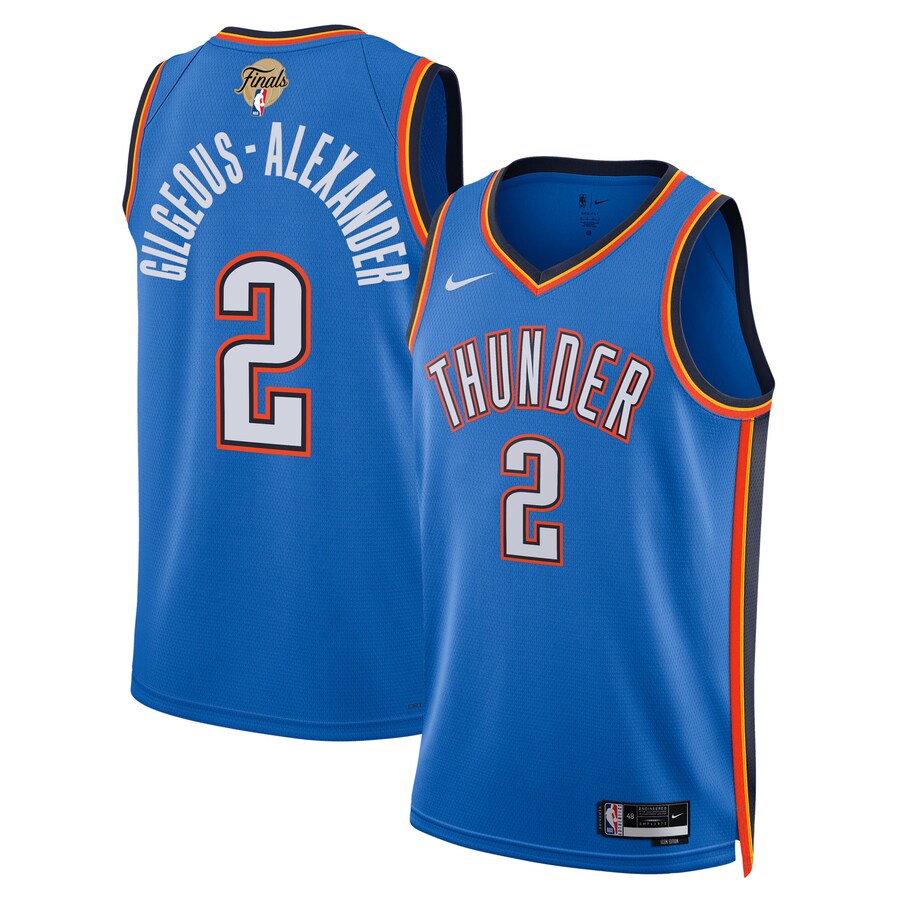 Unisex Oklahoma City Thunder Shai Gilgeous-Alexander Nike Blue 2025 NBA Finals Swingman Jersey - Icon Edition - Ujersey