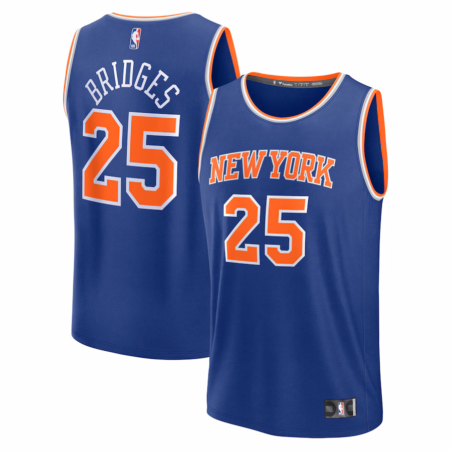 Youth New York Knicks Mikal Bridges Fanatics Blue Fast Break Replica Player Jersey - Icon Edition - Ujersey
