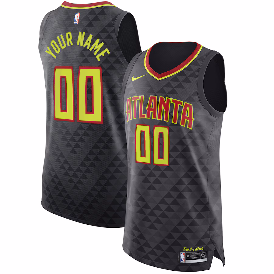 Men's Atlanta Hawks Nike Black Authentic Custom Jersey - Icon Edition - Ujersey