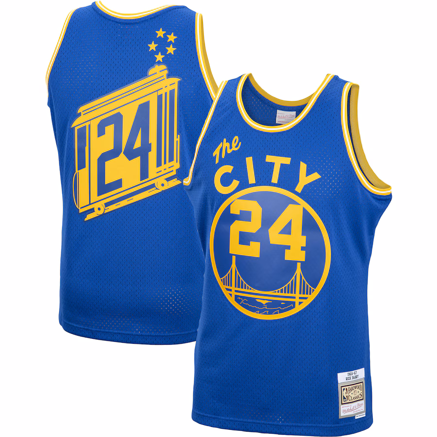 Men's Golden State Warriors Rick Barry Mitchell & Ness Royal 1966/67 Hardwood Classics Swingman Jersey - Ujersey