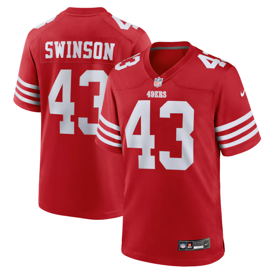 Men's San Francisco 49ers Messiah Swinson Nike Scarlet Team Game Jersey - Ujersey