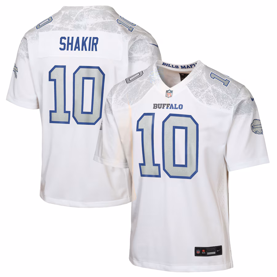 Youth Buffalo Bills Khalil Shakir Nike White 2025 Rivalries Collection Game Jersey - Ujersey