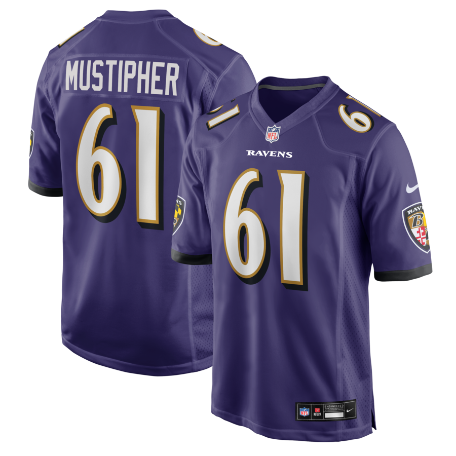 Men's Baltimore Ravens Sam Mustipher Nike Purple Team Game Jersey - Ujersey