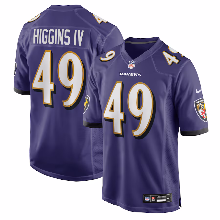 Men's Baltimore Ravens Jay Higgins IV Nike Purple Team Game Jersey - Ujersey