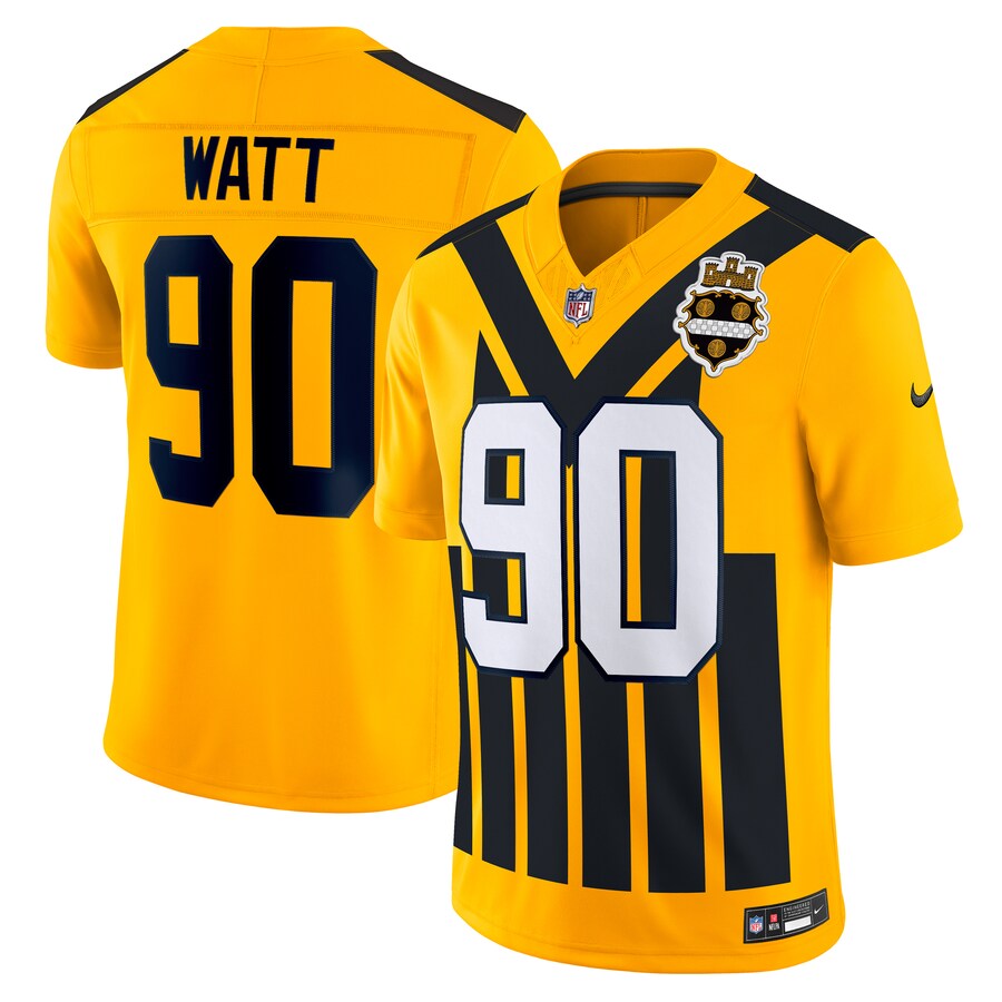 Men's Pittsburgh Steelers T.J. Watt Nike Gold Alternate Vapor F.U.S.E. Limited Jersey - Ujersey