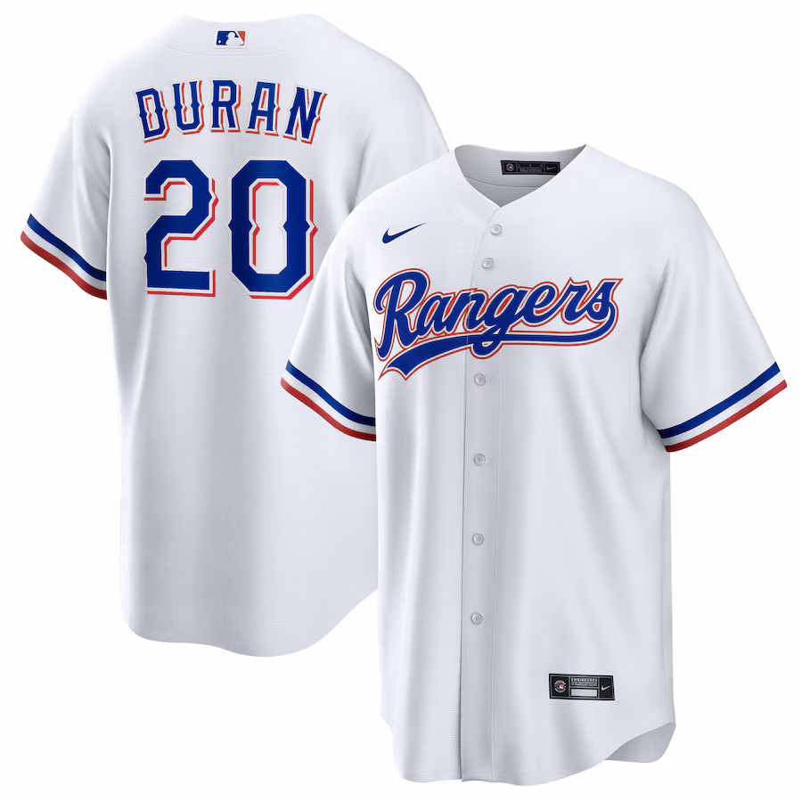 Youth Texas Rangers Ezequiel Duran Nike White Home Replica Jersey - Ujersey